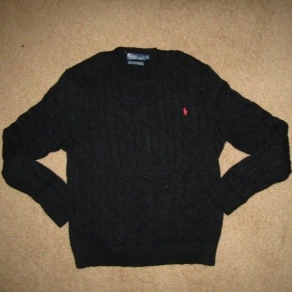 Polo Ralph Lauren Other - Polo Ralph Lauren Black Cotton Cable Sweater Sz XL